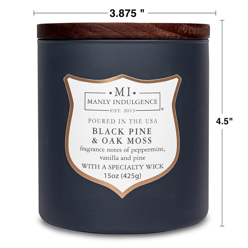 Manly Indulgence Black Pine Oakmoss Scented Candles for Men, 15 oz Wooden Wick, Premium Soy Blend Wax, 60H Burn, Candles for Home Scented - Made in The USA - Image 5